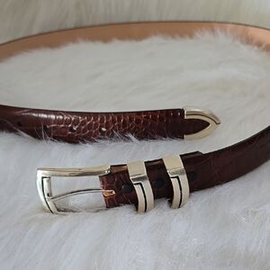 Brown Leather Belt with Silver Buckle